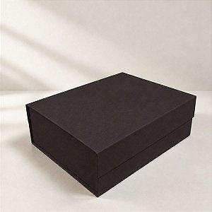 Caixa de Papel Rígido Retangular com Imã - Preto - M 19x26x9cm - 1 unidade - Cromus - Rizzo