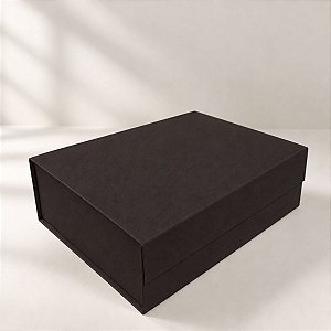 Caixa de Papel Rígido Retangular com Imã - Preto - G 22x30x9,3cm - 1 unidade - Cromus - Rizzo