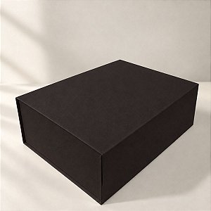 Caixa de Papel Rígido Retangular com Imã - Preto - GG 26x34x13cm - 1 unidade - Cromus - Rizzo