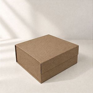 Caixa de Papel Rígido Retangular com Imã - Kraft -  P 19x21x9cm - 1 unidade - Cromus - Rizzo