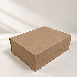 Caixa de Papel Rígido Retangular com Imã - Kraft - M 19x26x9cm - 1 unidade - Cromus - Rizzo