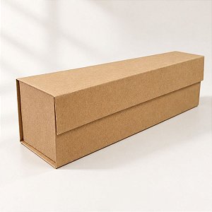 Caixa de Papel Rígido para Garrafa Retangular com Imã - Kraft - 9,5x34x9cm - 1 unidade - Cromus - Rizzo