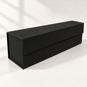 Caixa de Papel Rígido para Garrafa Retangular com Imã - Preto - 9,5x34x9cm - 1 unidade - Cromus - Rizzo