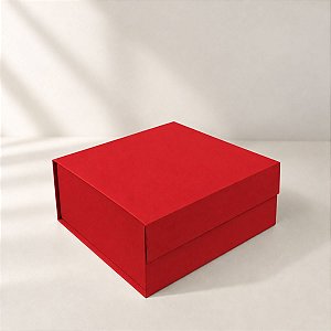 Caixa de Papel Rígido Retangular com Imã - Vermelho -  P 19x21x9cm - 1 unidade - Cromus - Rizzo