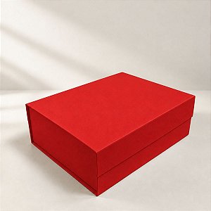 Caixa de Papel Rígido Retangular com Imã - Vermelho - M 19x26x9cm - 1 unidade - Cromus - Rizzo