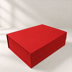 Caixa de Papel Rígido Retangular com Imã - Vermelho - G 22x30x9,3cm - 1 unidade - Cromus - Rizzo