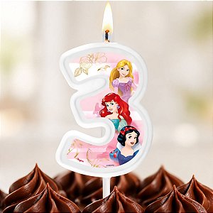 Vela Pick - Princesas - Nº3 - 12cm - 1 unidade - Rizzo
