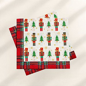 Guardanapo de Papel Natalino - Quebra Nozes e Árvore de Natal - 33x33cm - 20 unidades - Rizzo