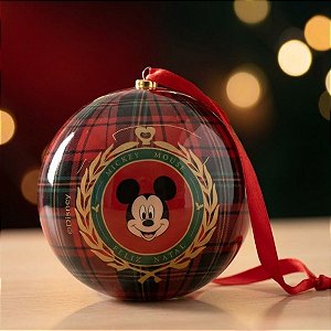 Bola de Natal - Mickey Mouse - Xadrez Vermelho - 15cm - Disney Original - 1 unidade - Cromus - Rizzo