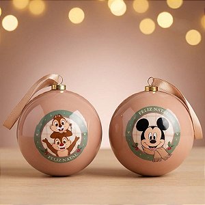 Bola de Natal - Mickey Mouse - Marrom - 10cm - Disney Original - 2 unidades - Cromus - Rizzo