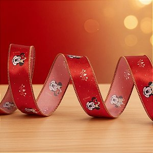 Fita Decorativa Aramada - Mickey e Minnie - Vermelho - 3,8x914cm - Disney Original - 1 unidade - Cromus - Rizzo