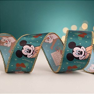 Fita Decorativa Aramada - Mickey Mouse - Verde - 3,8x914cm - Disney Original - 1 unidade - Cromus - Rizzo
