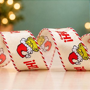 Fita Decorativa Aramada - Grinch - Bege - 6,3x914cm - 1 unidade - Cromus - Rizzo