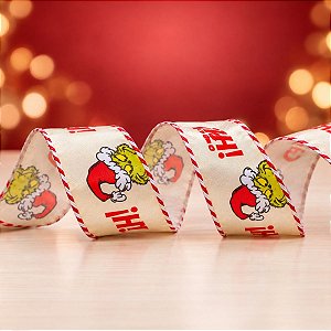 Fita Decorativa Aramada - Grinch - Bege - 3,8x914cm - 1 unidade - Cromus - Rizzo