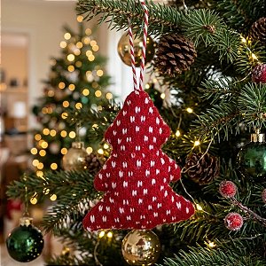 Enfeite para Pendurar de Natal em Feltro - Árvore Vermelha e Branca - 8x10x2cm - 1 unidade - Cromus - Rizzo