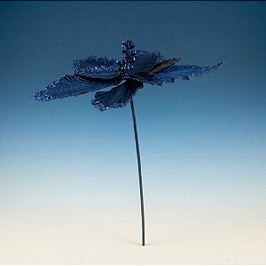 Poinsétia Decorativa - Azul Escuro - 22x29x22cm - 1 unidade - Cromus - Rizzo