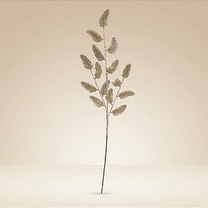Galho Decorativo de Natal - Champagne com Glitter - 70x23x4cm - 1 unidade - Cromus - Rizzo