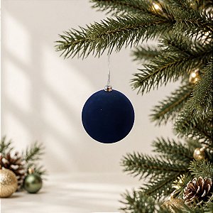 Bola de Natal - Flocada - Azul Marinho - 8cm - 6 unidades - Cromus - Rizzo