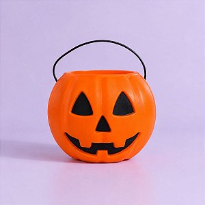 Baldinho de Halloween com Alça - Abóbora Laranja - 15x12cm - 1 unidade - Rizzo