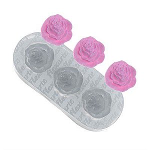 Molde de Silicone Trio de Rosinhas Halle Médias Ref. 162 Flexarte Rizzo Confeitaria