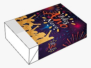 Caixa Divertida para 06 doces - Feliz Ano Novo Fogos Ref. 1154 - 10 unidades - Rizzo - Rizzo