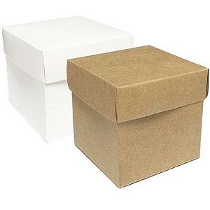 Caixa Cubo Para Presente Branco/Kraft com 10 un. ASSK - Rizzo Confeitaria