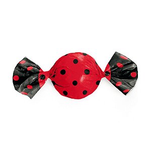 Embalagem Trufa 15x16cm - Poa Preto e Vermelho - 100 unidades - Cromus - Rizzo Confeitaria