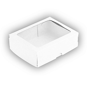 Caixa com Visor S2 Branca - 9cm x 13,5cm x 4cm - 10 unidades - Assk Rizzo Confeitaria