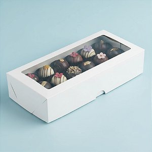 Caixa 12 Doces com Visor S12 (9cm x 19cm x 4cm) Branca - 10 unidades - Assk - Rizzo