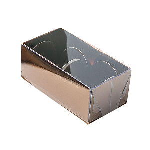 Caixa para 2 Doces com Tampa Transparente Nº 2 Bronze - 8,5cm x 4cm x 3,5cm - 10 unidades Assk Rizzo Confeitaria