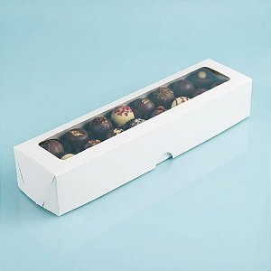 Caixa com Visor S13 (5,5cm x 23cm x 4cm) Branca - 10 unidades - Assk - Rizzo