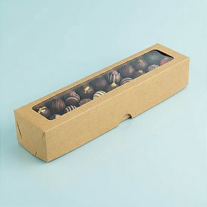 Caixa com Visor S13 (5,5cm x 23cm x 4cm) Kraft - 10 unidades - Assk - Rizzo