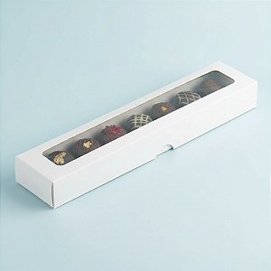 Caixa com Visor S14 (4cm x 19cm x 2cm) Branca - 10 unidades - Assk - Rizzo Embalagens