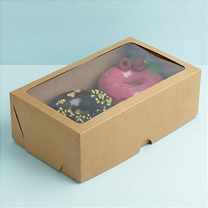 Caixa com Visor S17 (25cm x 15cm x 8cm) Kraft - 10 unidades - Assk - Rizzo Embalagens