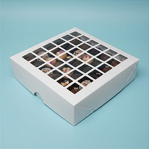Caixa com Visor Vazada S3 (14cm x 14cm x 4cm) Branca - 10 unidades - Assk - Rizzo
