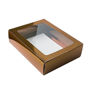 Caixa Gaveta com Visor Nº3 (12cm x 16cm x 4cm) Bronze 10 unidades Assk Rizzo Confeitaria