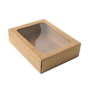 Caixa Gaveta com Visor Nº3 (12cm x 16cm x 4cm) Kraft 10 unidades Assk Rizzo Confeitaria