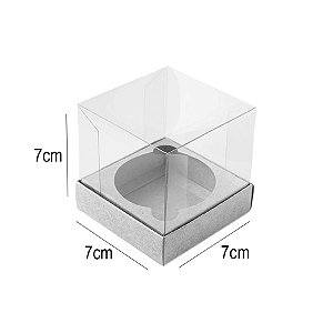 Caixa Mini Bolo M (7cm x 7cm x 7cm) Prata 10 unidades Assk Rizzo Embalagens