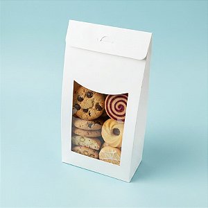 Caixa Sacolinha com Visor G (12cm x 23m x 6cm) Branca - 10 unidades - Assk - Rizzo Embalagens