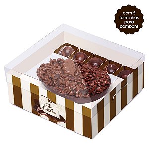 Caixa New Practice Meio Ovo com Bombons Chocolate Listras Marfim 350g - 06 unidades - Cromus Páscoa - Rizzo