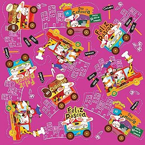 Folha para Ovos de Páscoa Metalizado Food Truck Pink 69x89cm - 5 unidades - Cromus - Rizzo