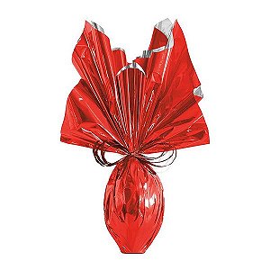 Folha para Ovos de Páscoa Metalizado Vermelho 69x89cm - 5 unidades - Cromus Páscoa - Rizzo Embalagens