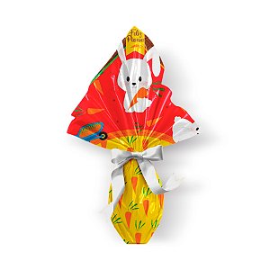 Saco Express para Ovos de 100g a 150g - 24cm x 24cm - Hora da Cenoura Vermelho - 05 unidades - Cromus Páscoa - Rizzo Confeitaria