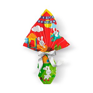 Saco Express para Ovos de 100g a 150g - 24cm x 24cm - Recreio Vermelho - 05 unidades - Cromus Páscoa - Rizzo Confeitaria