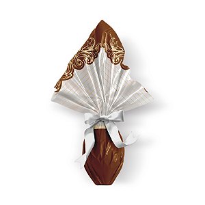 Saco Express para Ovos de Coração de - 250g a 350g - 37,5cm x 37,5cm - Astral Marrom - 05 unidades - Cromus Páscoa - Rizzo Confeitaria