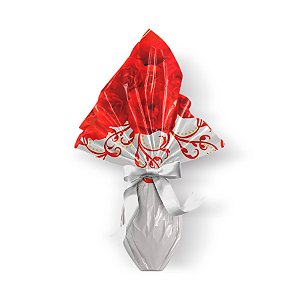 Saco Express para Ovos de Coração de - 250g a 350g - 37,5cm x 37,5cm - Rosas Vermelhas - 05 unidades - Cromus Páscoa - Rizzo Confeitaria