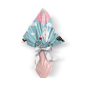 Saco Express para Ovos de 750g a 1Kg - 49cm x 49cm - Coelho Viajante - 05 unidades - Cromus Páscoa - Rizzo Confeitaria