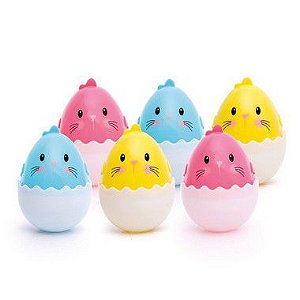 Mini Ovos de Plástico Colorido Sortido - 6 unidades - 5x5x7cm - Cromus Páscoa - Rizzo Confeitaria