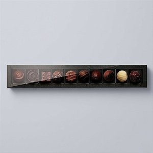 Caixa Retangular para 10 Doces Preto com Tampa Cristal - 10 unidades - 39x6x4cm - Cromus Profissional - Rizzo Embalagens