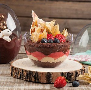 Ovo Acrílico Transparente Base Marfim - P 11cm x 8cm - Cromus Páscoa - Rizzo Embalagens